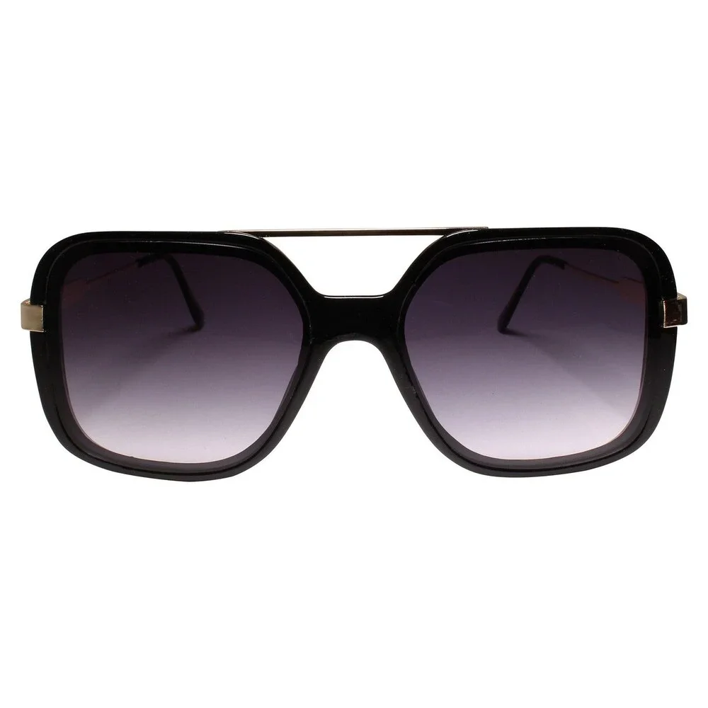 Designer Luxury Oversized XXL Gorgeous Stylish Square Black & Gold Sunglasses